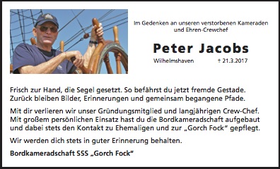 Nachruf Peter Jacobs